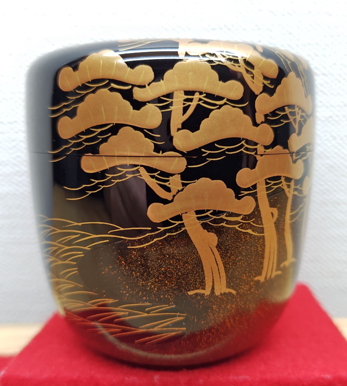 逢絢亭】茶道具 大棗 加賀塗 住吉蒔絵 内梨地 木製 芝野紫光 共箱入り