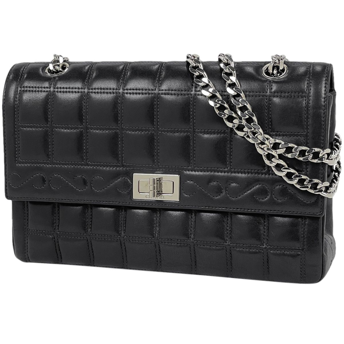 シャネル CHANEL 2.55ライン チェーン ショルダーバッグ チョコバー W 