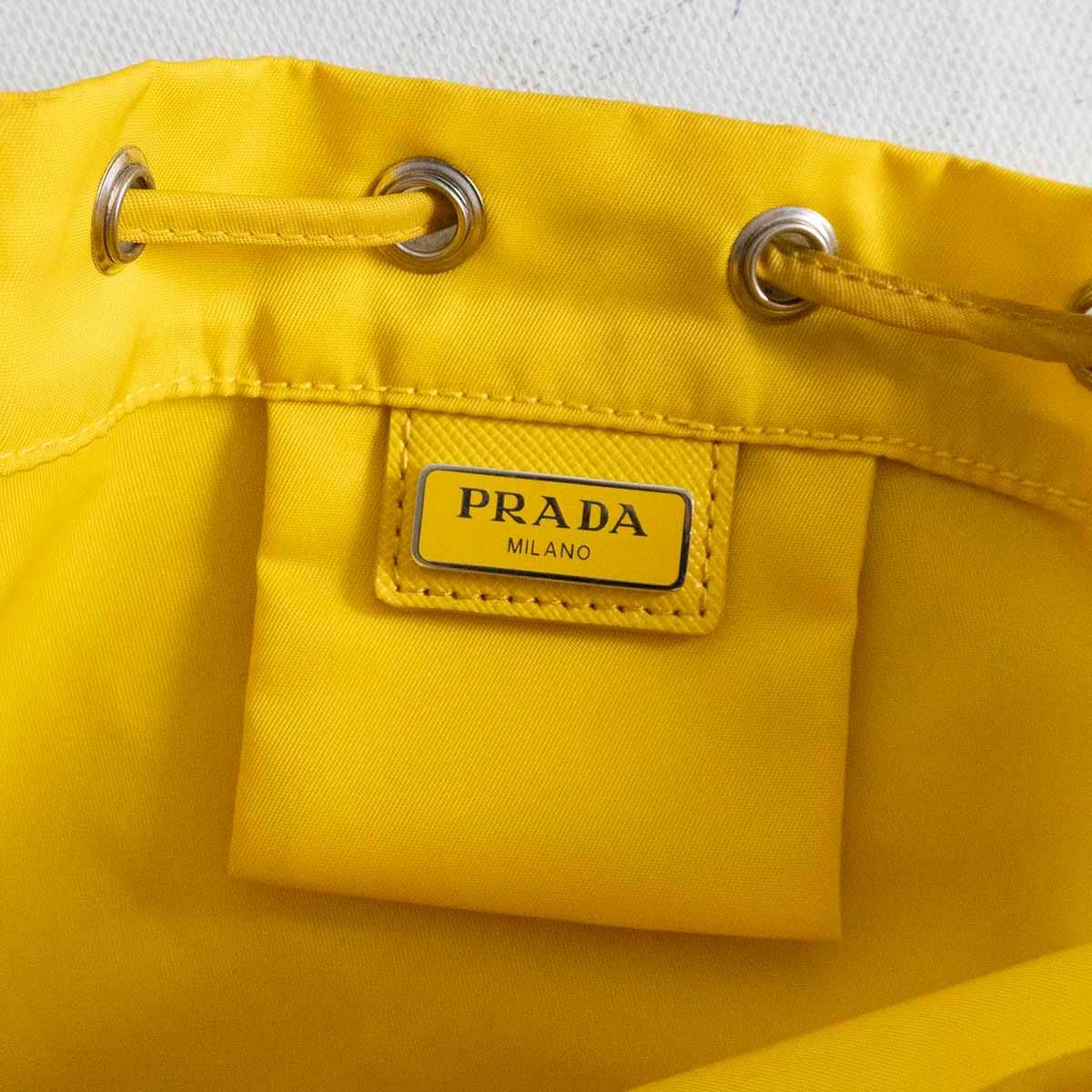 高級品】PRADA【巾着 バッグ】 プラダ ナイロン イエロー ポーチ