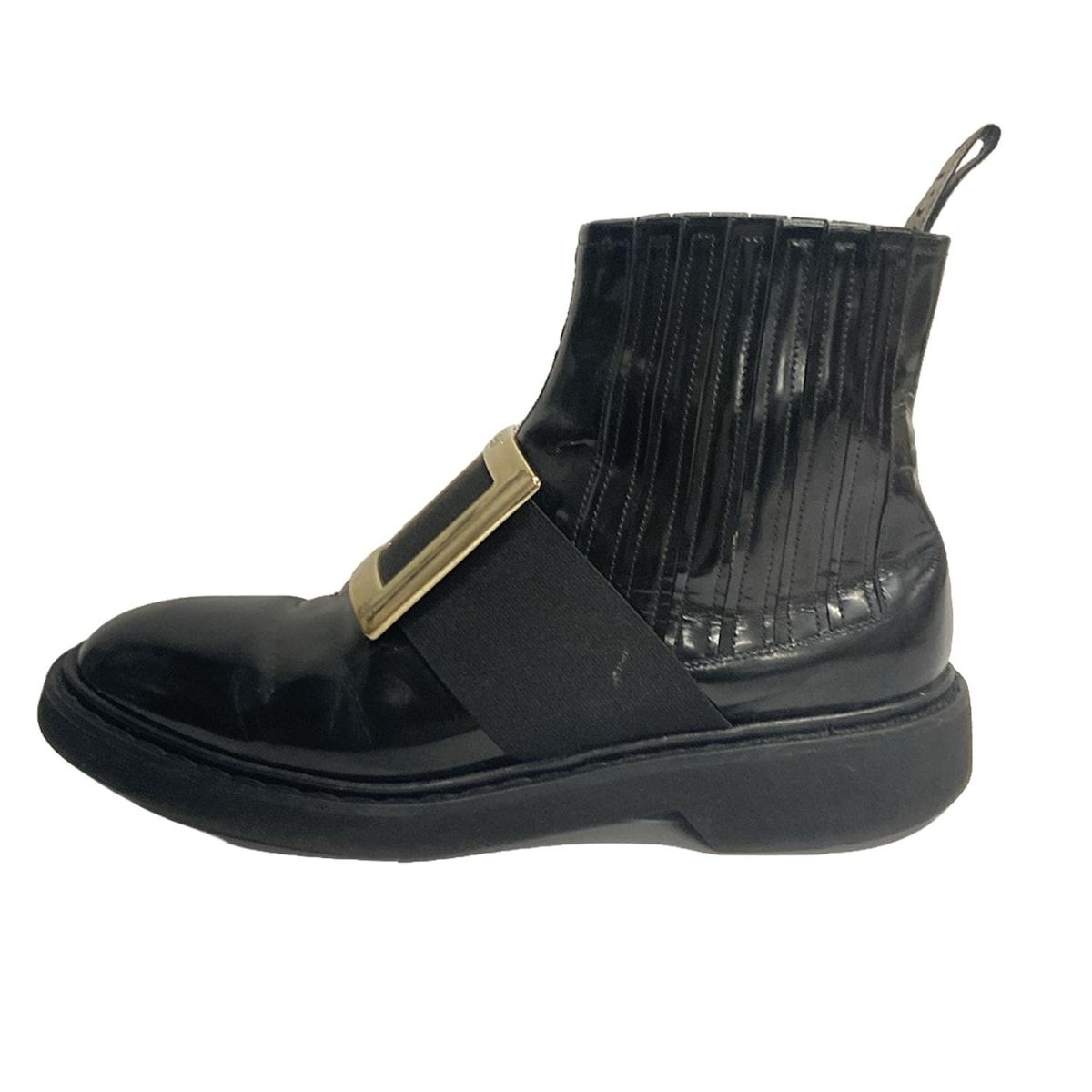 RogerVivier ロジェヴィヴィエ ショートブーツ 37 レディース - 黒×ゴールド レザー