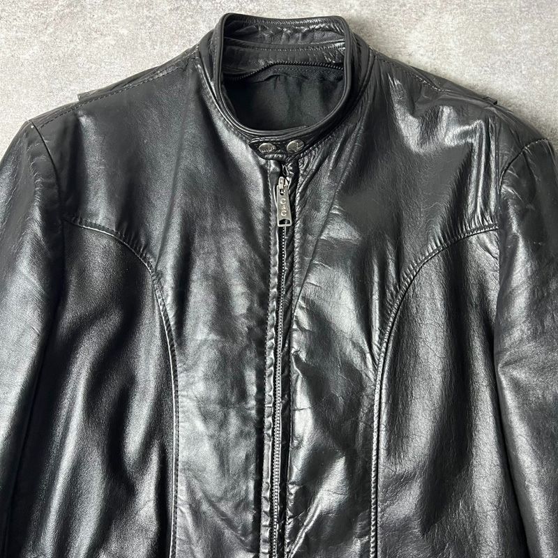BROOKS USA製　シングル　レザージャケット　vintage 80s BROOKS ブルックス レザーベスト ハーレー ワッペン USA製