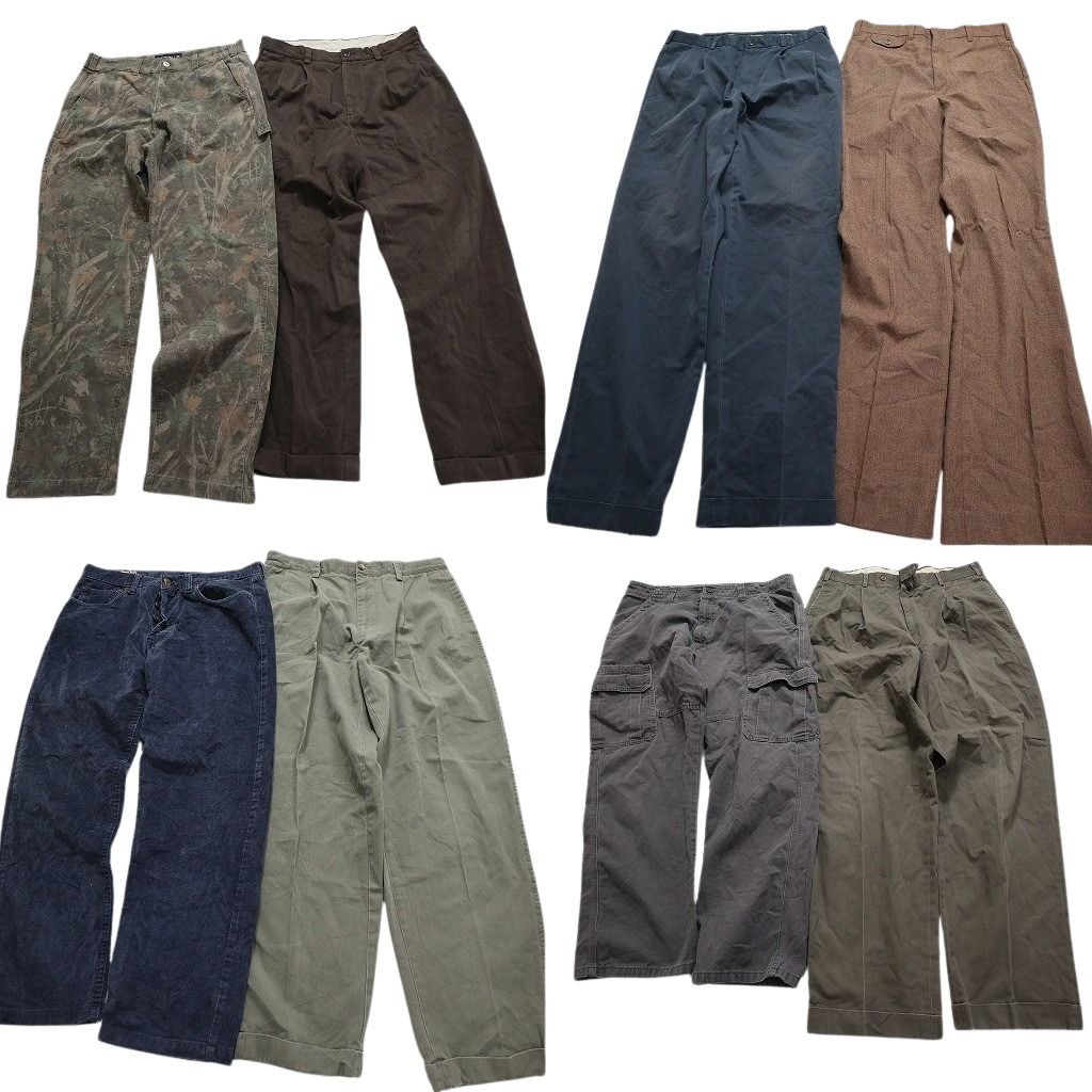 古着卸 まとめ売り ブランドMIX パンツ 8枚セット (メンズ 32 /34 ) トミー ブルックスブラザーズ ノーティカ 中古 古着 MZ0040