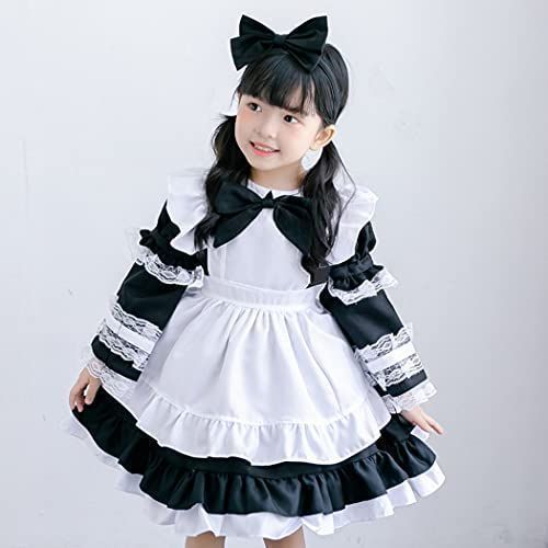 ブラック_M100-120cm JUNDOMECY メイド服 子供 アリス コスプレ メイド