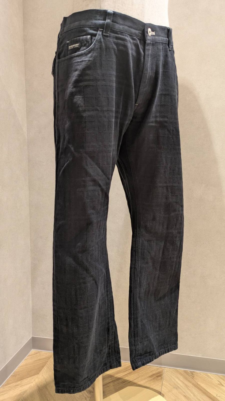 90s- BURBERRY バーバリー ブラックジーンズ フレア シンチバック 90s- BURBERRY バーバリー ブラックジーンズ フレア シンチバック