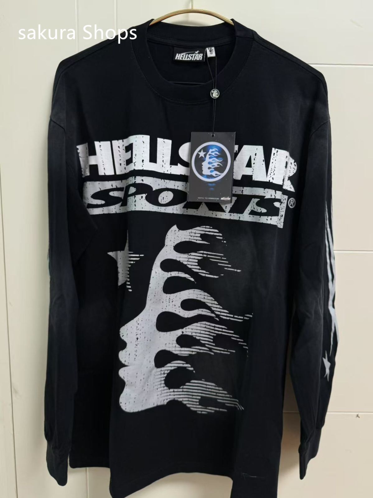 新着商品 HELLSTAR ロングTシャツ HellstarのロンT sports 長袖 ブラック 男女兼用