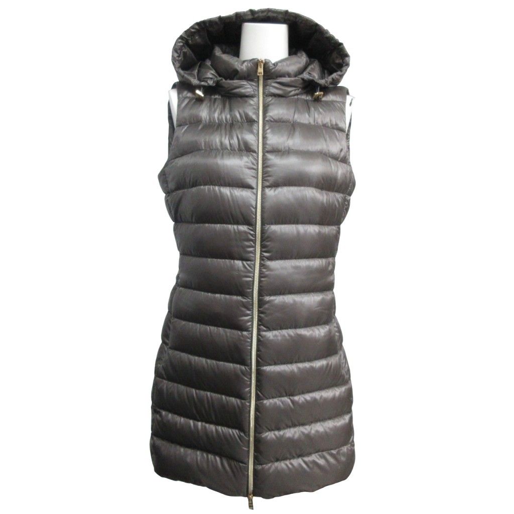 ヘルノ HERNO 現行 フーディー ダウンベスト ダウンジャケット 37087-33899 茶 ブラウン 42