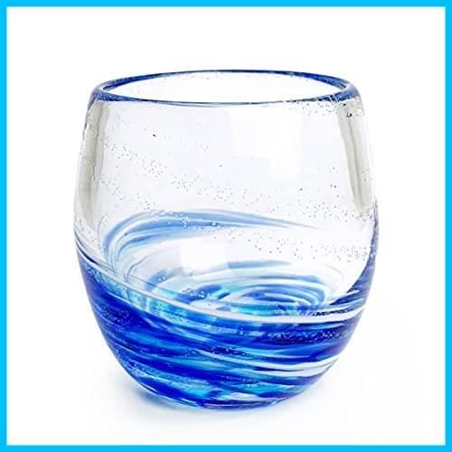 【人気商品】光る 蓄光 青 ラグーンブルー LOVEu0026STARタルグラス 沖縄土産 蛍石入り 冷茶グラス 琉球グラス 琉球ガラス くば笠屋