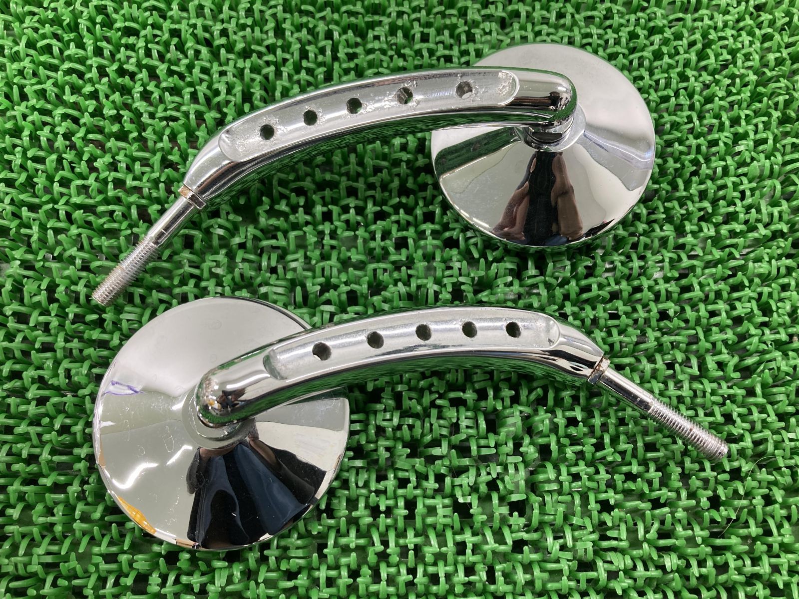 ハーレー ミラー 左右 社外 中古 バイク 部品 スモールラウンドミラー メッキ ソフテイル ダイナ スポーツスター ツーリング