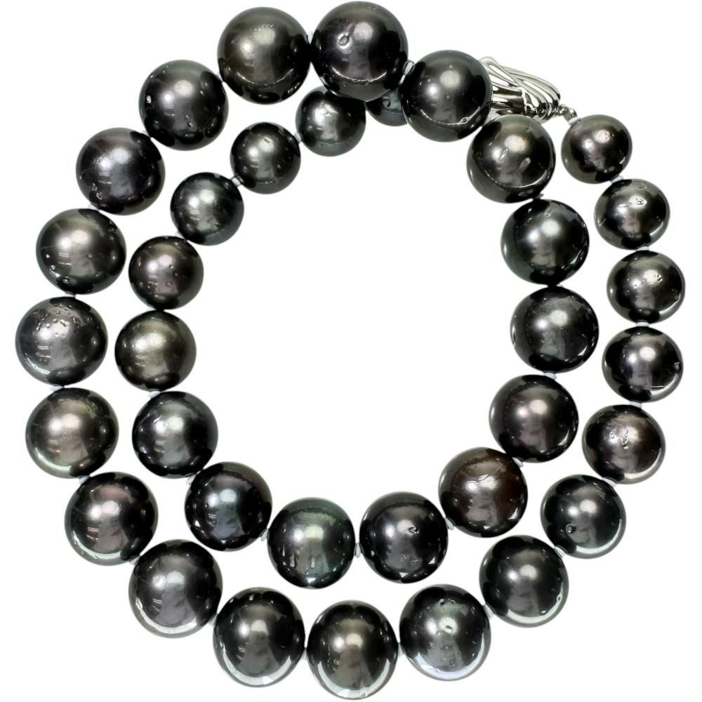 黒蝶真珠|パ―ル10.2～13.4mm ネックレス シルバー 85.0g 45cm レディース 真子質店 NN