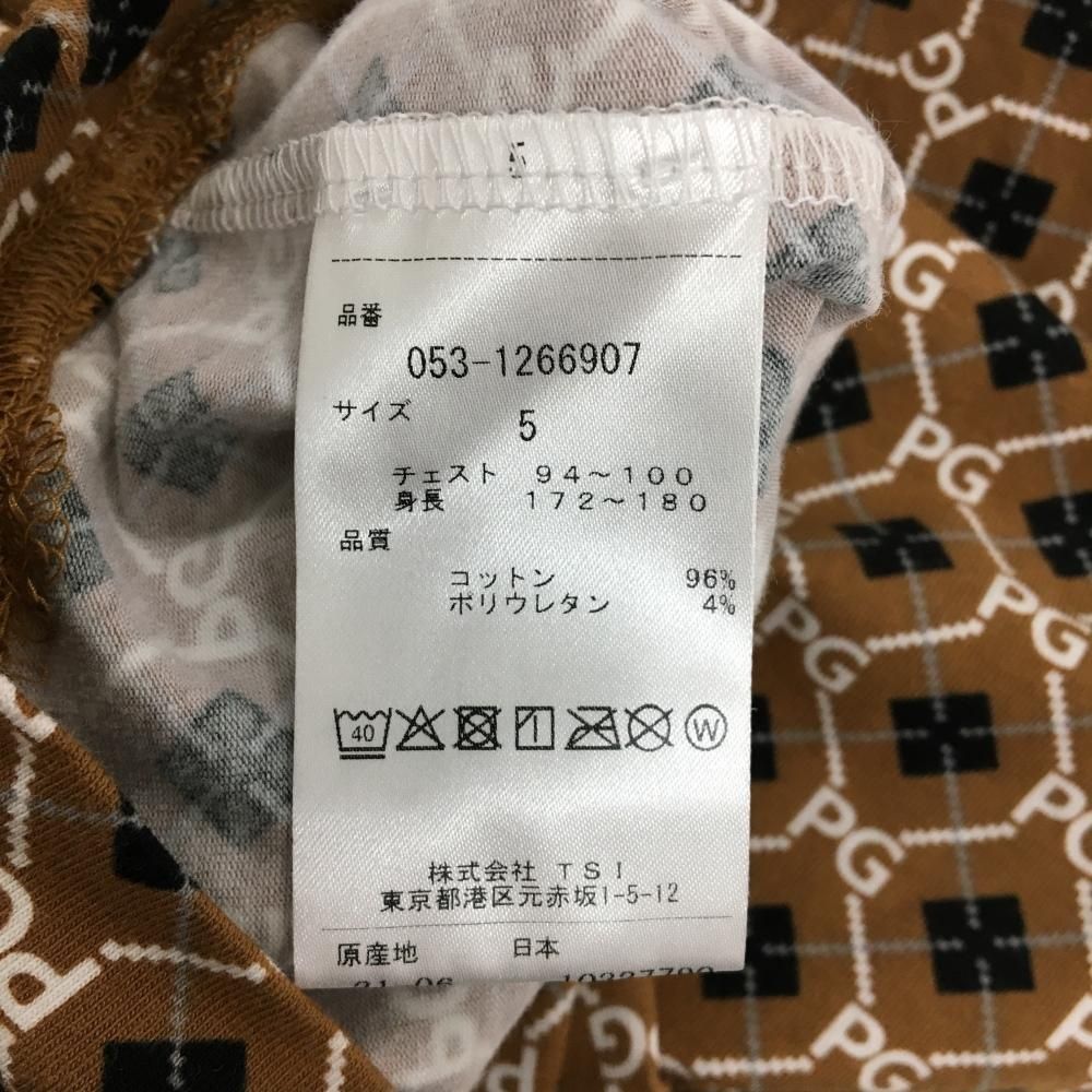 PEARLY GATES - 【新品】パーリーゲイツ 長袖ハイネックシャツ ブラウン×白 ダイヤ柄風 日本製 メンズ 5(L) ゴルフウェア PEARLY GATES 新品】パーリーゲイツ 長袖ハイネックシャツ ブラウン×白 ダイヤ