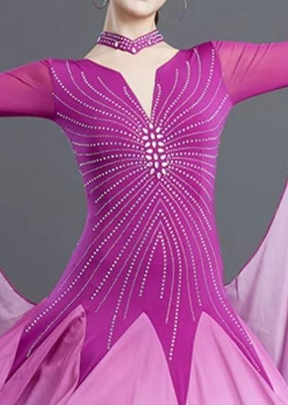 社交ダンスドレス ラテンドレス 競技 パープル デモ オーダー