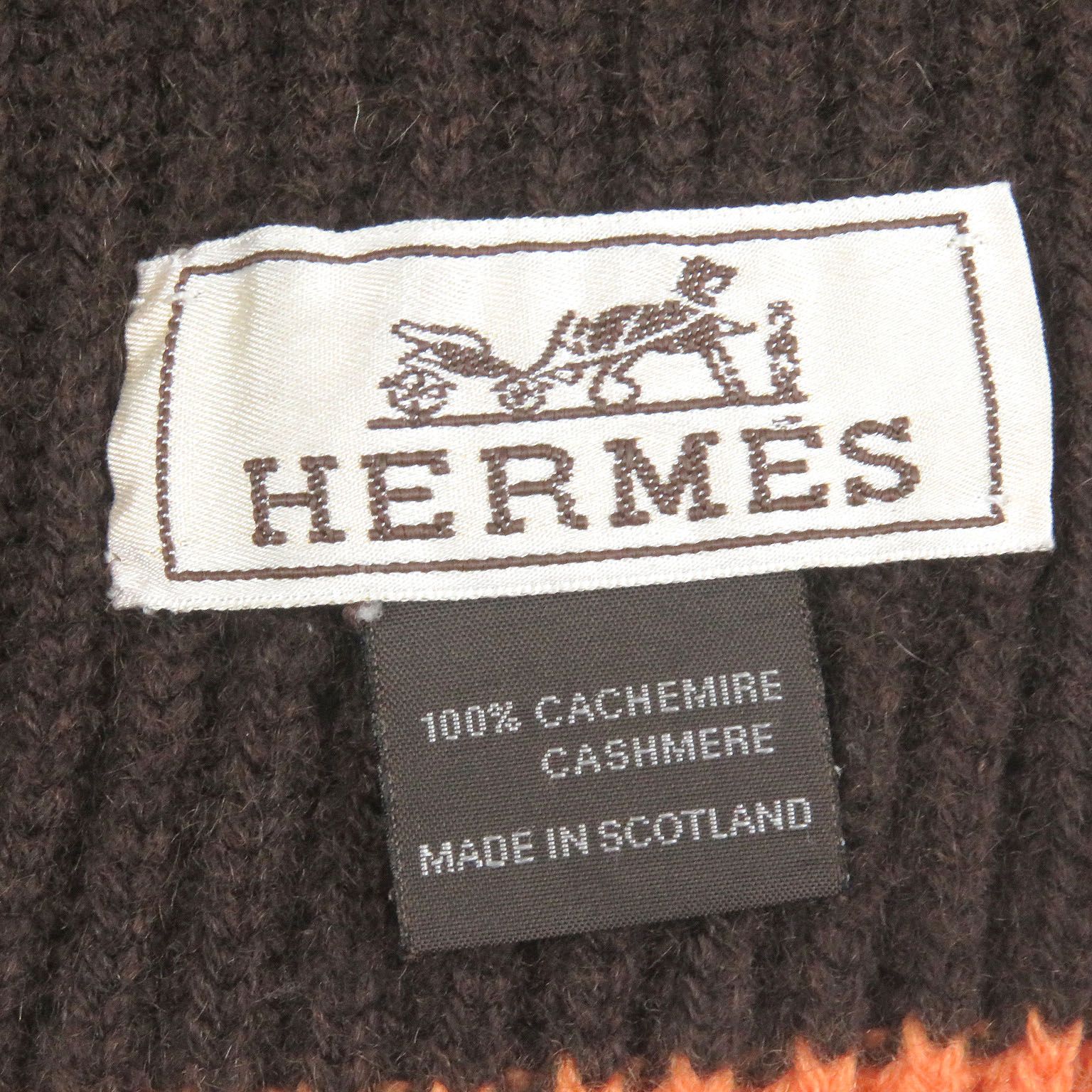 【美品】エルメス　カシミア　シルク　マフラー　H ロゴ 美品□HERMES エルメス カシミヤ100％ Hロゴ ニットマフラー
