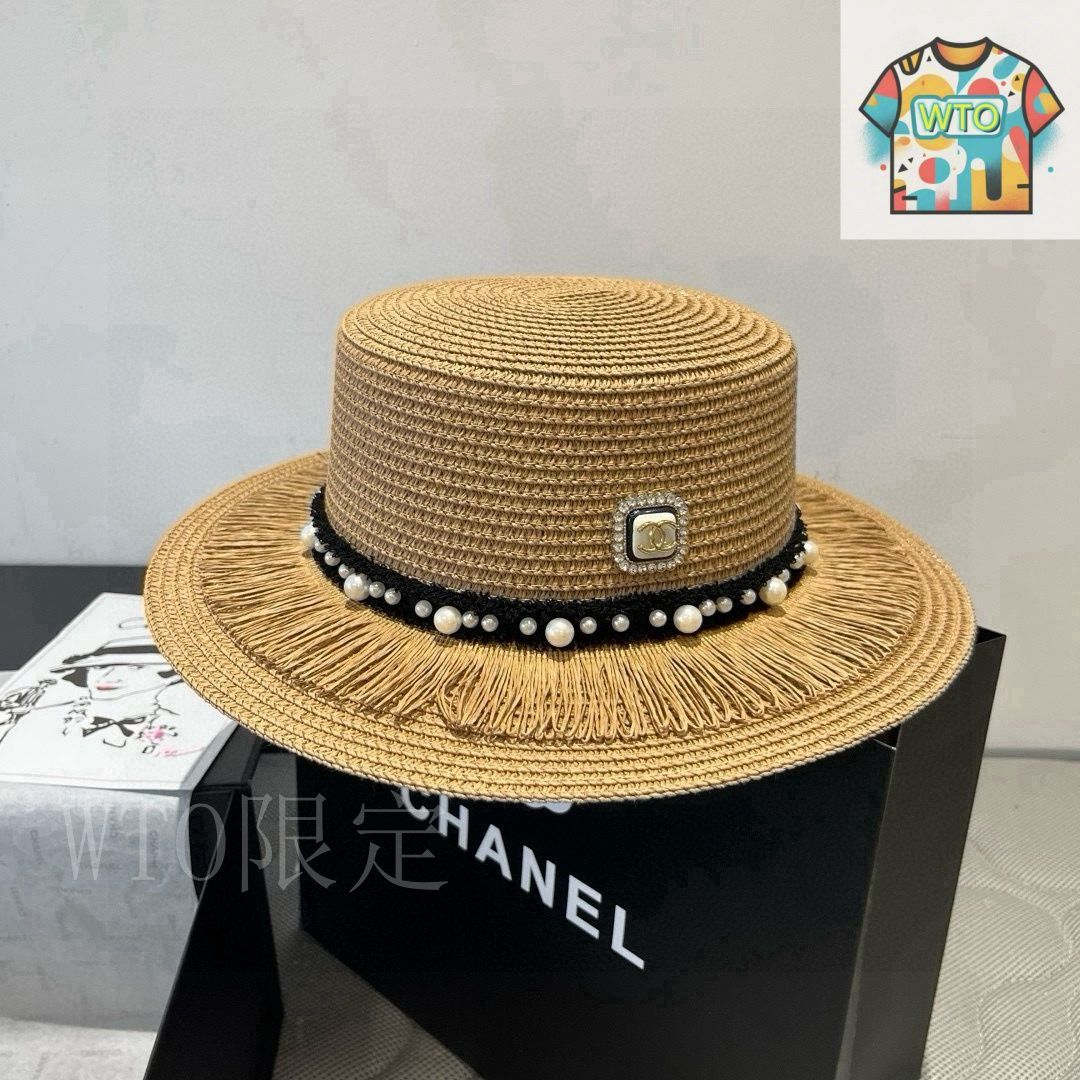 今週末限定値下げ‼️CHANELハット麦わら帽子 24SS【CHANEL】夏に ピンクのリボンが上品でかわいい麦わら帽子