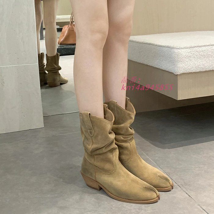 スラウチブーツ レザー調ウェード調