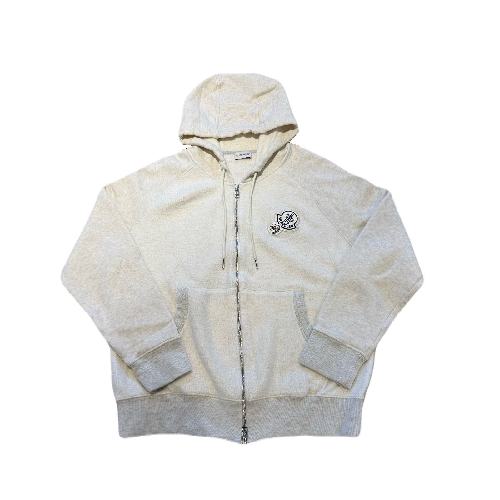 モンクレール パーカー ロゴ刺繍 ロゴボタン ダブルジップ 洗える グレー S 中古・古着通販】MONCLER (モンクレール) ジップパーカー グレー