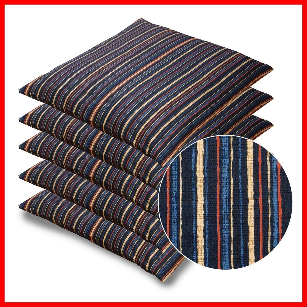 西川 近江ちぢみ 麻混 座布団カバー 銘仙判 55×59 日本製 5枚セット