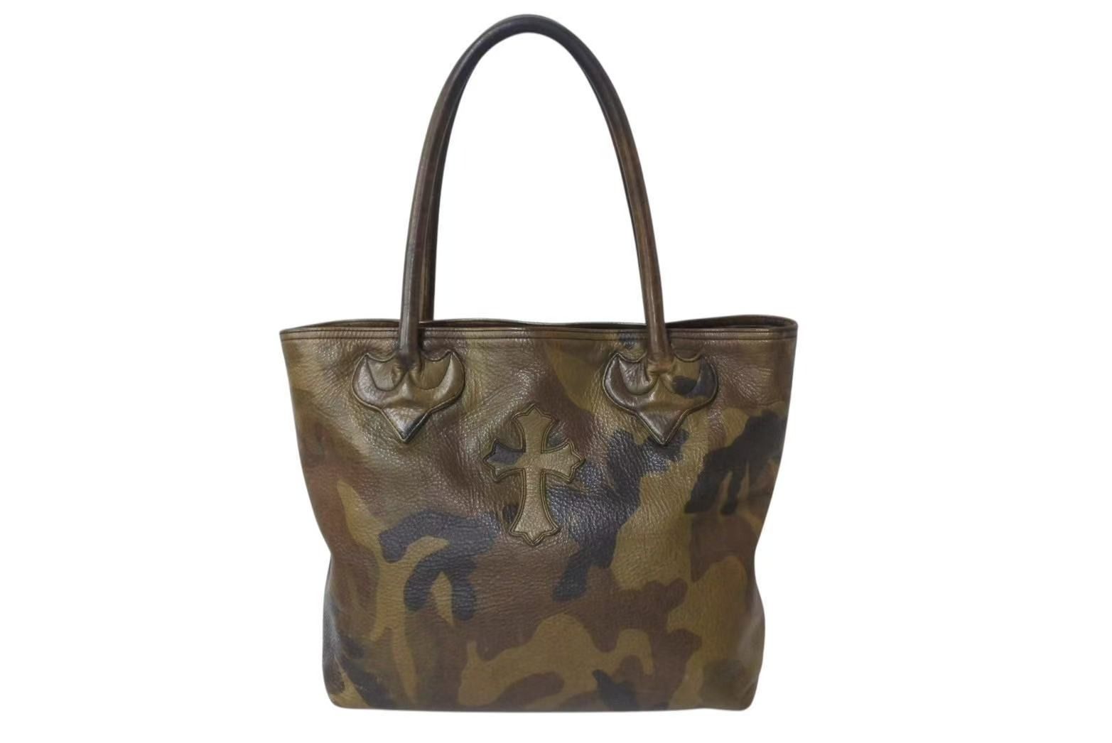 CHROME HEARTS クロムハーツ FS TOTE FSトートバッグ CHクロスレザーパッチ レザー シルバー925 カモフラージュ 4b002598