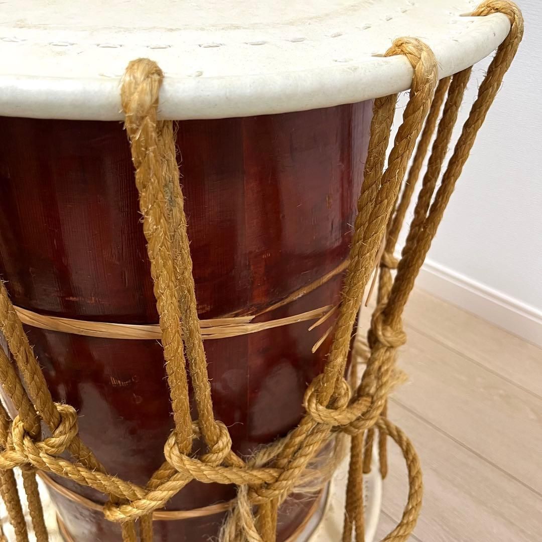 せ35)長胴太鼓 宮太鼓 和太鼓 桶胴太鼓 大締太鼓 鼓 鼓面約46 cm