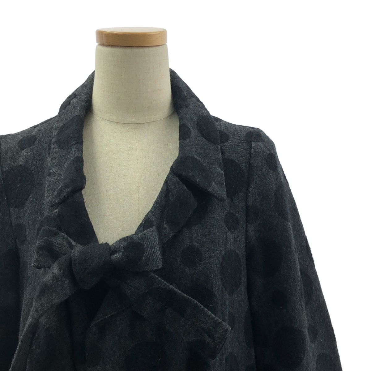 BLACK COMME des GARCONS ブラックコムデギャルソン 2013AW ポルカドット ロング コート ジャケット XXS ブラック レディース