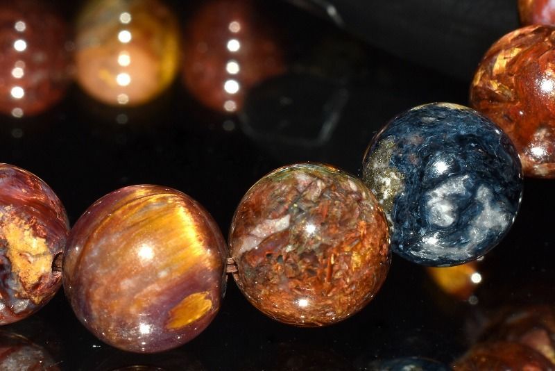 【１点物】マーブル模様 ゴールデンブルーピーターサイト　12.5mm　ブレスレット パワーストーン 天然石 _MC1213