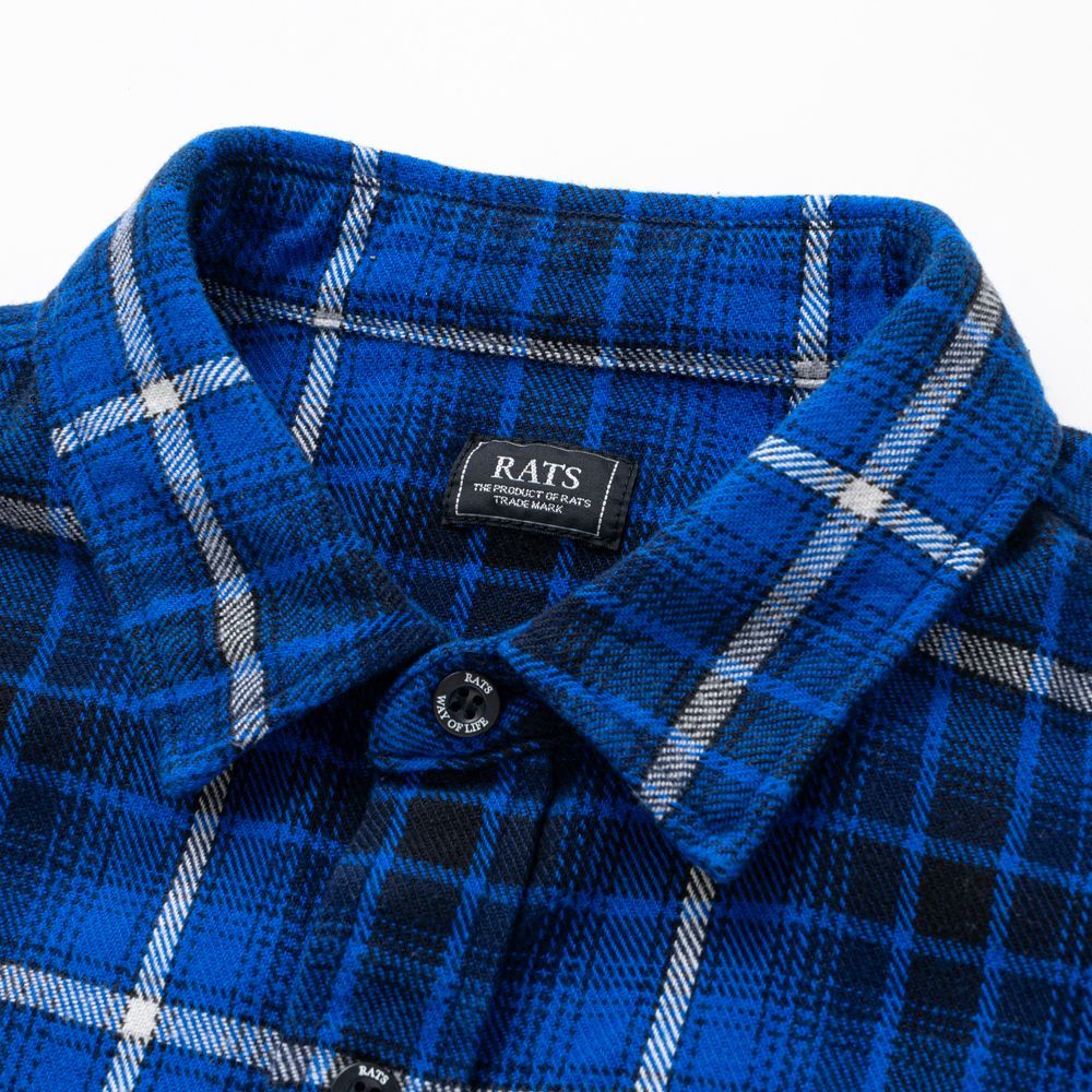 【RATS/ラッツ】COTTON FLANNEL BLUE CHECK SHIRT / コットンフランネル レギュラーカラーシャツ / 24'RS-0805【メンズ】【送料無料】