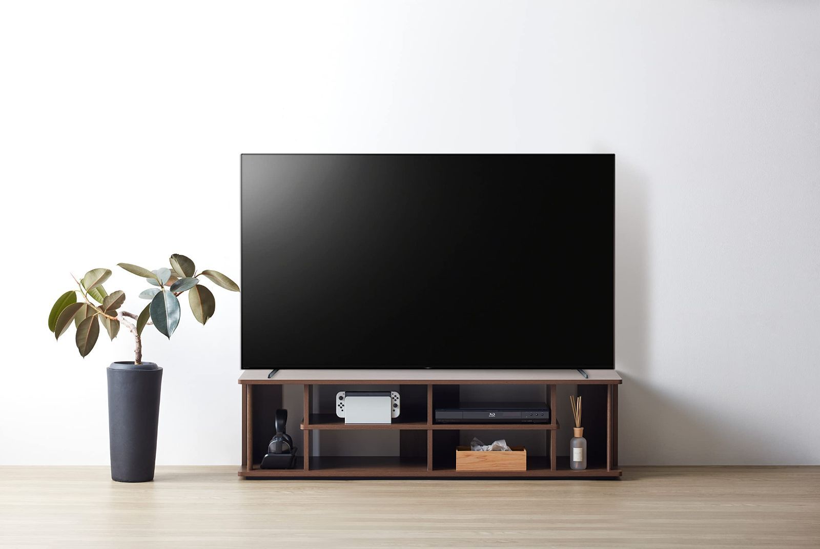幅145cm ブラウン 65型 atra 縦型収納 テレビ台 朝日木材加工 AMA-4015AV-DB 朝日木材加工 Asahiwood