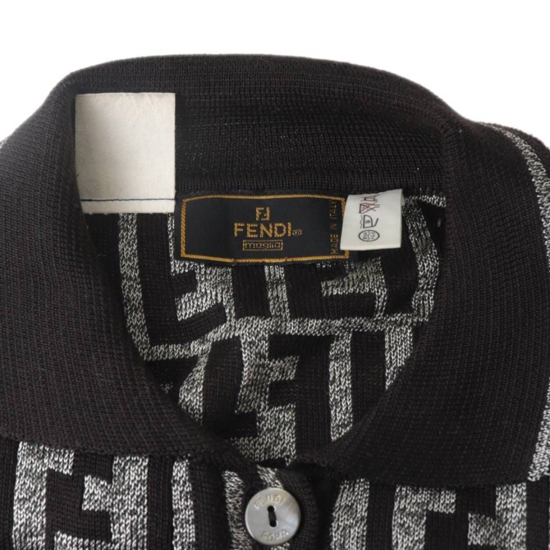 FENDI ニット　ポロシャツ　ズッカ柄 FENDI フェンディ maglia ニット ポロシャツ ズッカ柄 ブラック
