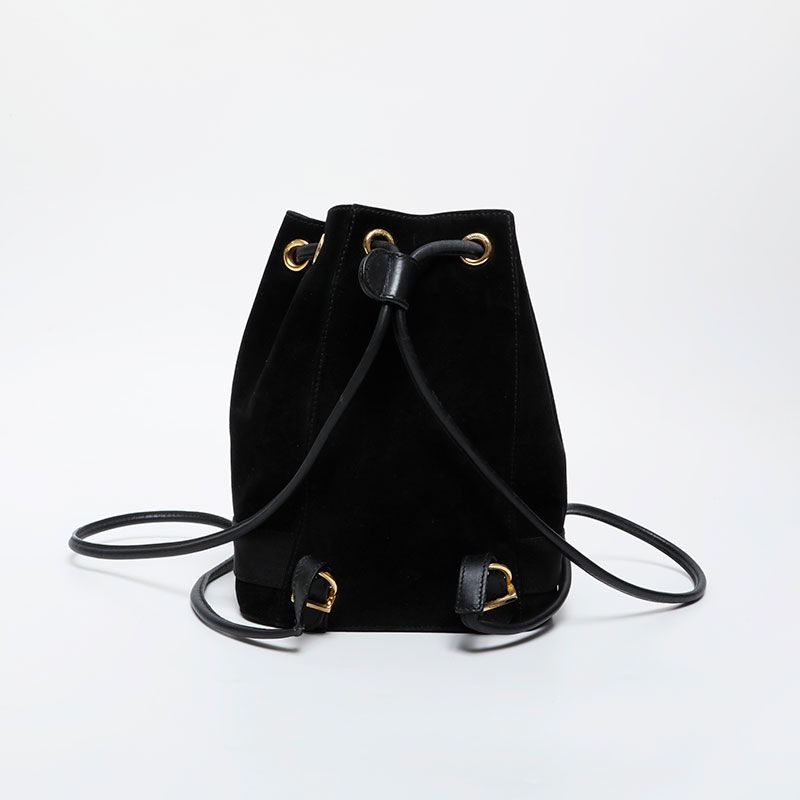 希少✨フェラガモ リュック ヴァラリボン 巾着 スエード ブラック サルヴァトーレフェラガモ ヴァラリボンスエードレザー巾着