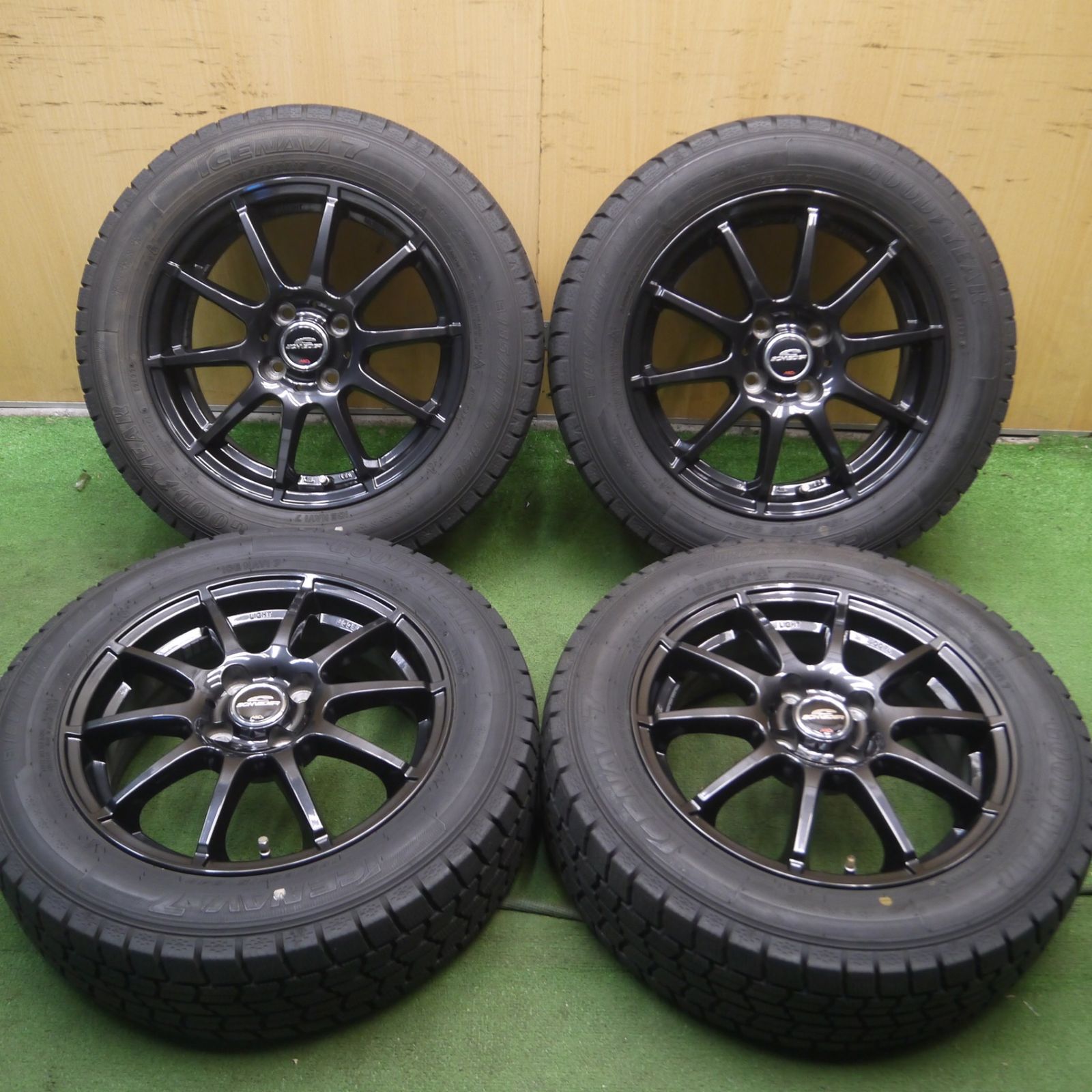 *送料無料* バリ溝！22年！キレイ！9.5分以上スタッドレス 185/60R15 グッドイヤー アイスナビ7 SCHNEIDER MiD シュナイダー マルカ PCD100/4H4070905Hス