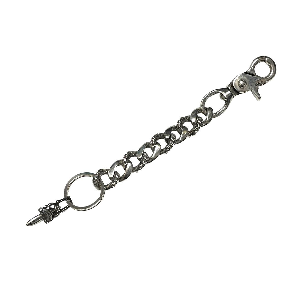 中古】 CHROME HEARTS クロムハーツ キーチェーン ファンシーチェーン ロング キーリング ダガー キーホルダー クリップ クロスボール  24022454 AO｜代購幫