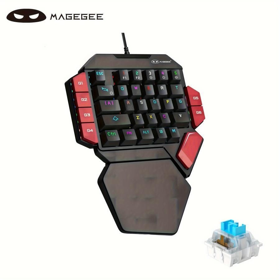 片手プロフェッショナルゲーミングキーボード RGB バックライト付き 35 キーミニ有線メカニカルキーボード PC ゲーマー用ブルースイッチ付き部品 BmPL943