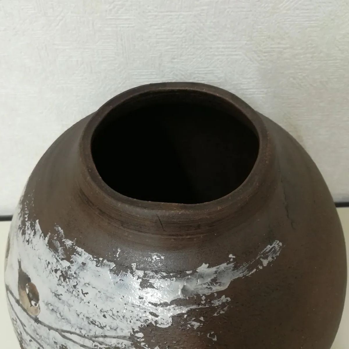 九谷焼 花瓶 フラワーベース 中村陶志人 「福雀」中古美品 送料無料