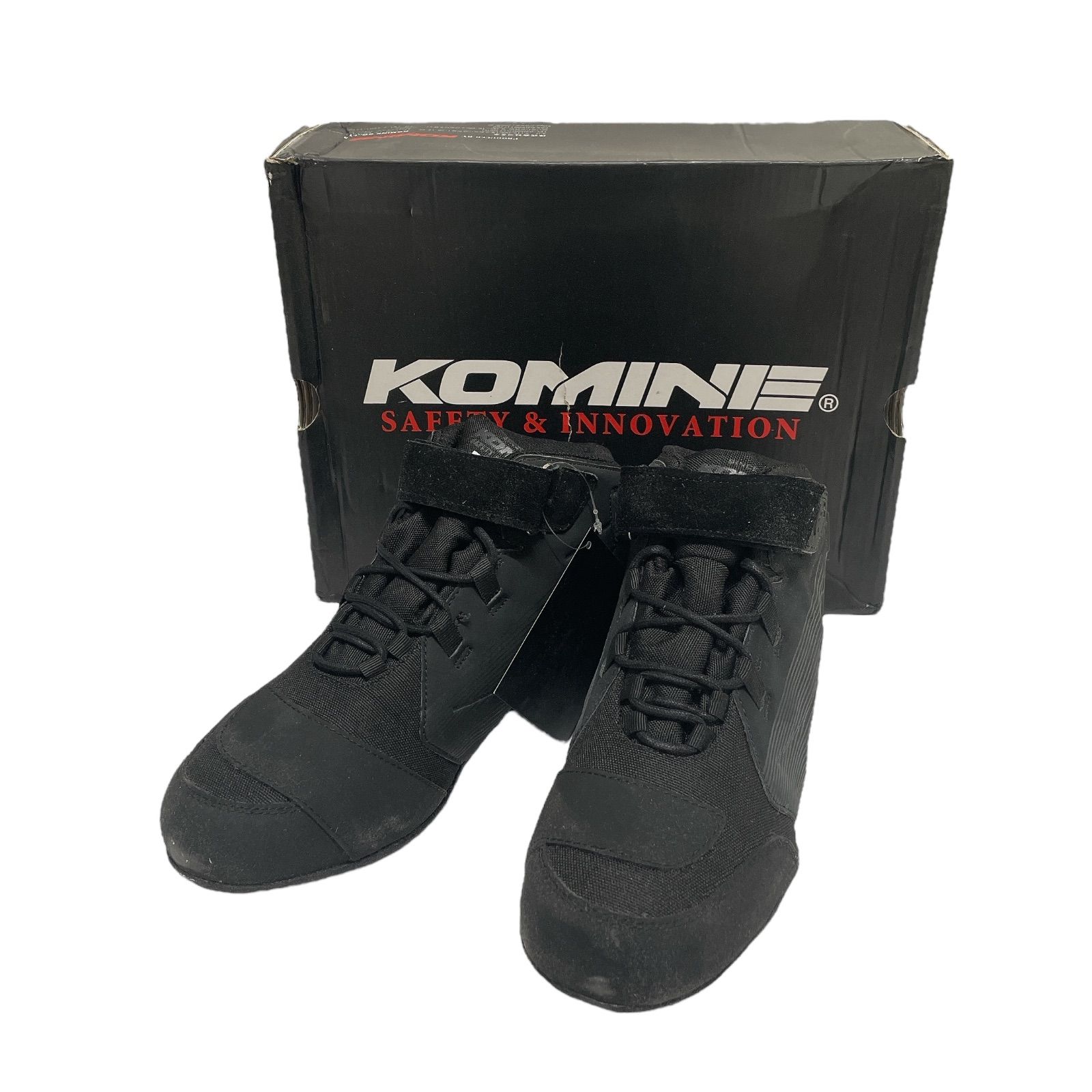 WJ19 タグ付き KOMINE コミネ ウォータープルーフライディングシューズ BK-088 ブラック 26.5cm バイク シューズ ブーツ フットギア 防水