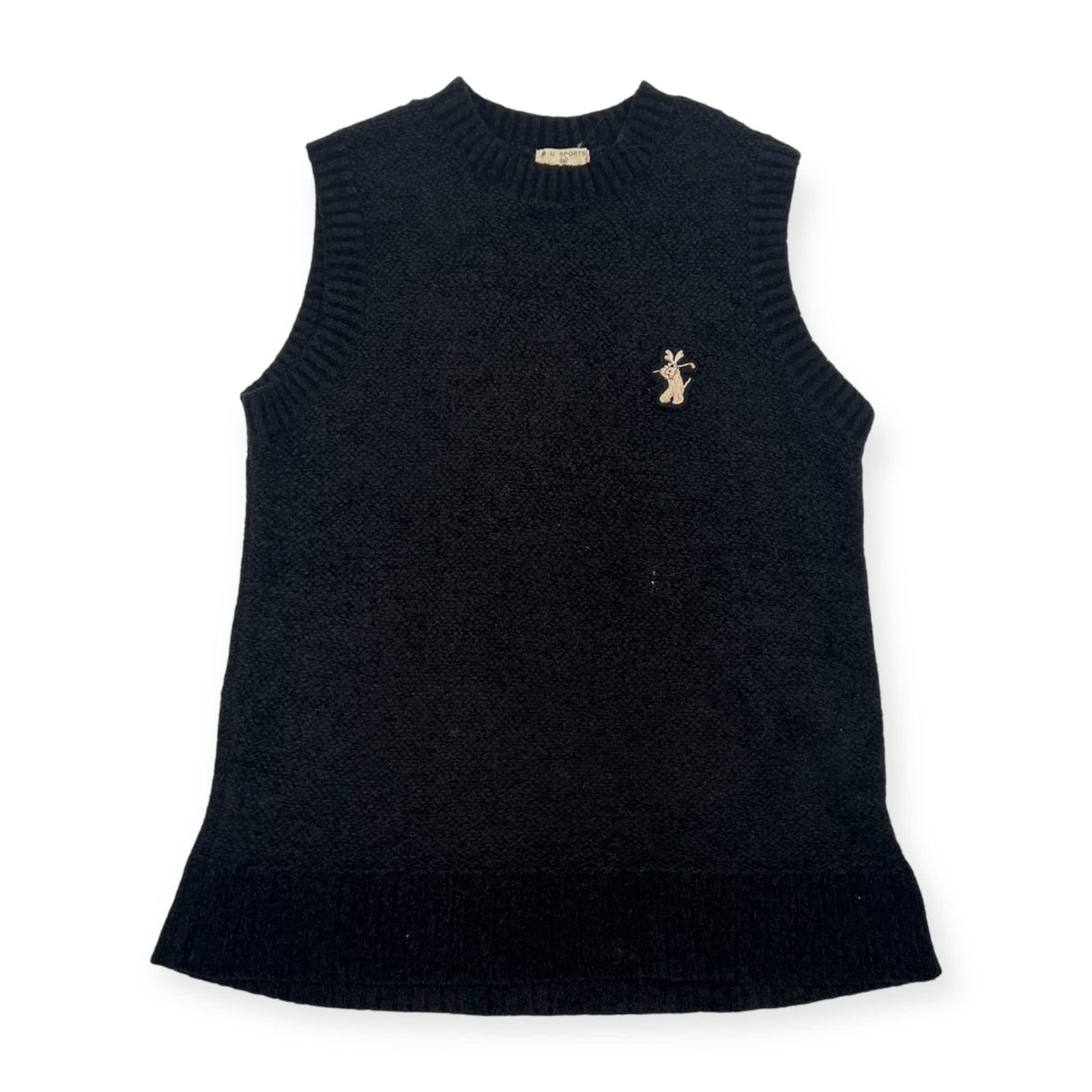 M.U SPORTS ミエコウエサコ キャラデザイン ニット ベスト F/ブラック