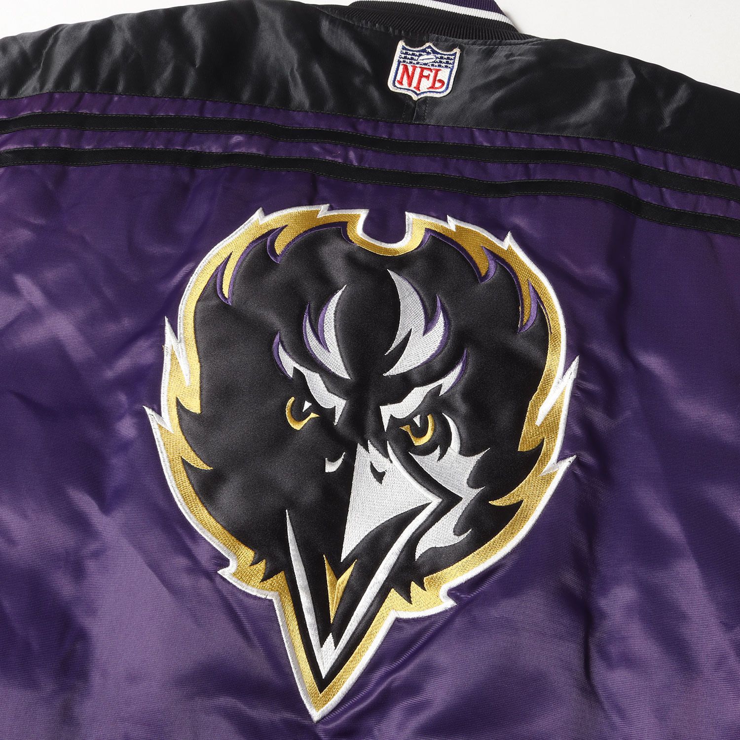 STARTER スターター ジャケット サイズ:M 90s NFL ボルチモア・レイブンズ サテン スタジャン パープル ブラック アウター ブルゾン 上着【メンズ】【中古】 STARTER スターター ジャケット サイズ:M 90s NFL ボルチモア