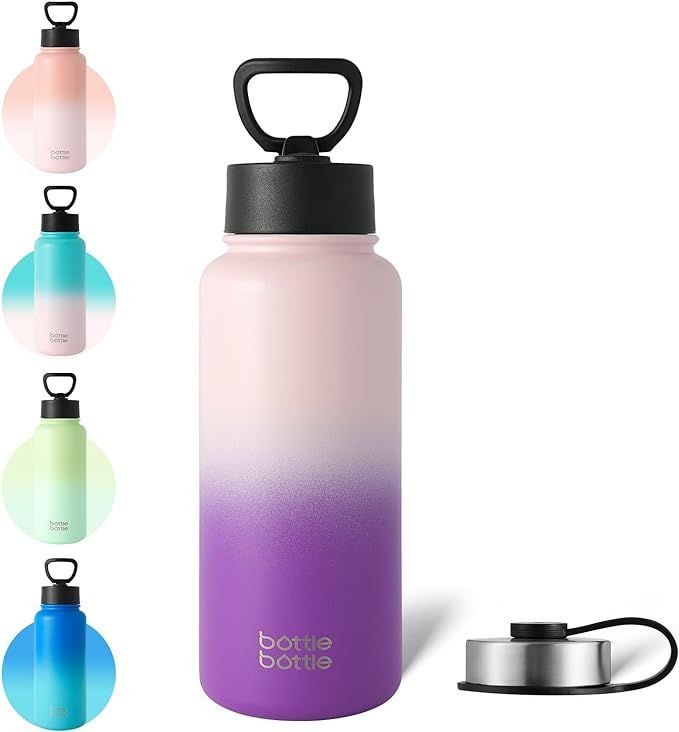 【在庫処分】BOTTLE BOTTLE 水筒 1000ml ステンレス ウォーターボトル 女の子 直飲み ストロー付き 二重構造 保温保冷 真空断熱 持ち運び アウトドア パープル
