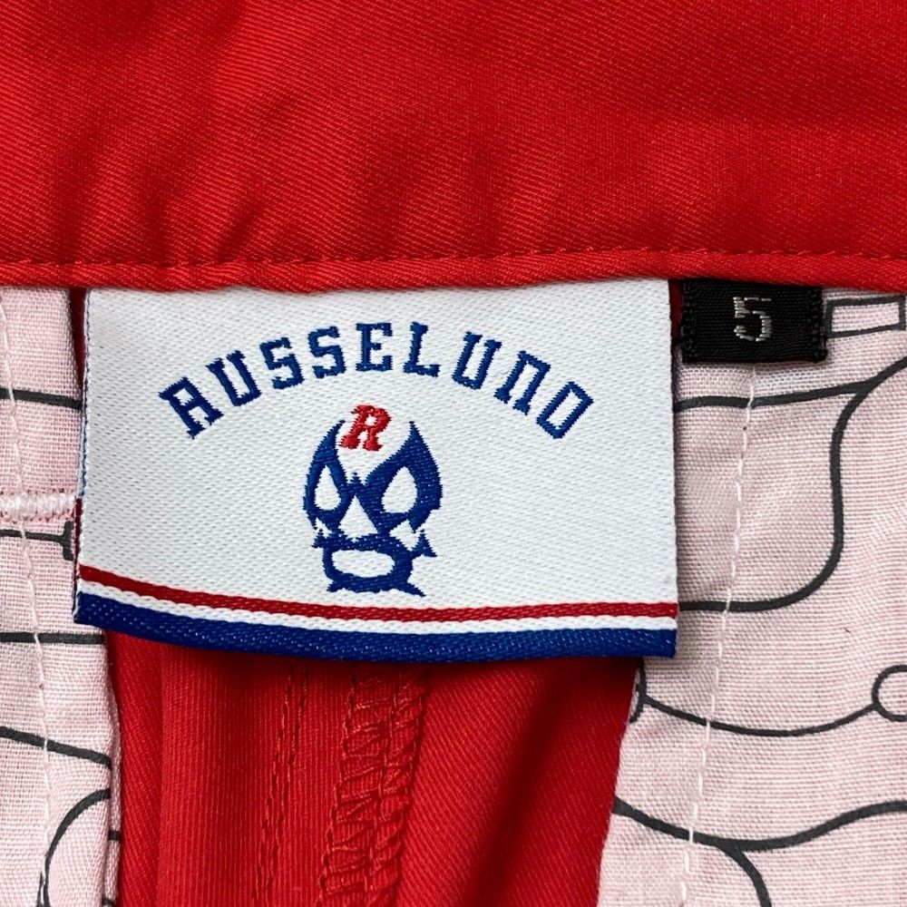 サイズ：5 RUSSELUNO ラッセルノ  ストレッチパンツ ルチャ  レッド系 [240101453445] ゴルフウェア メンズ ストスト サイズ：5 RUSSELUNO ラッセルノ ストレッチパンツ ルチャ レッド系