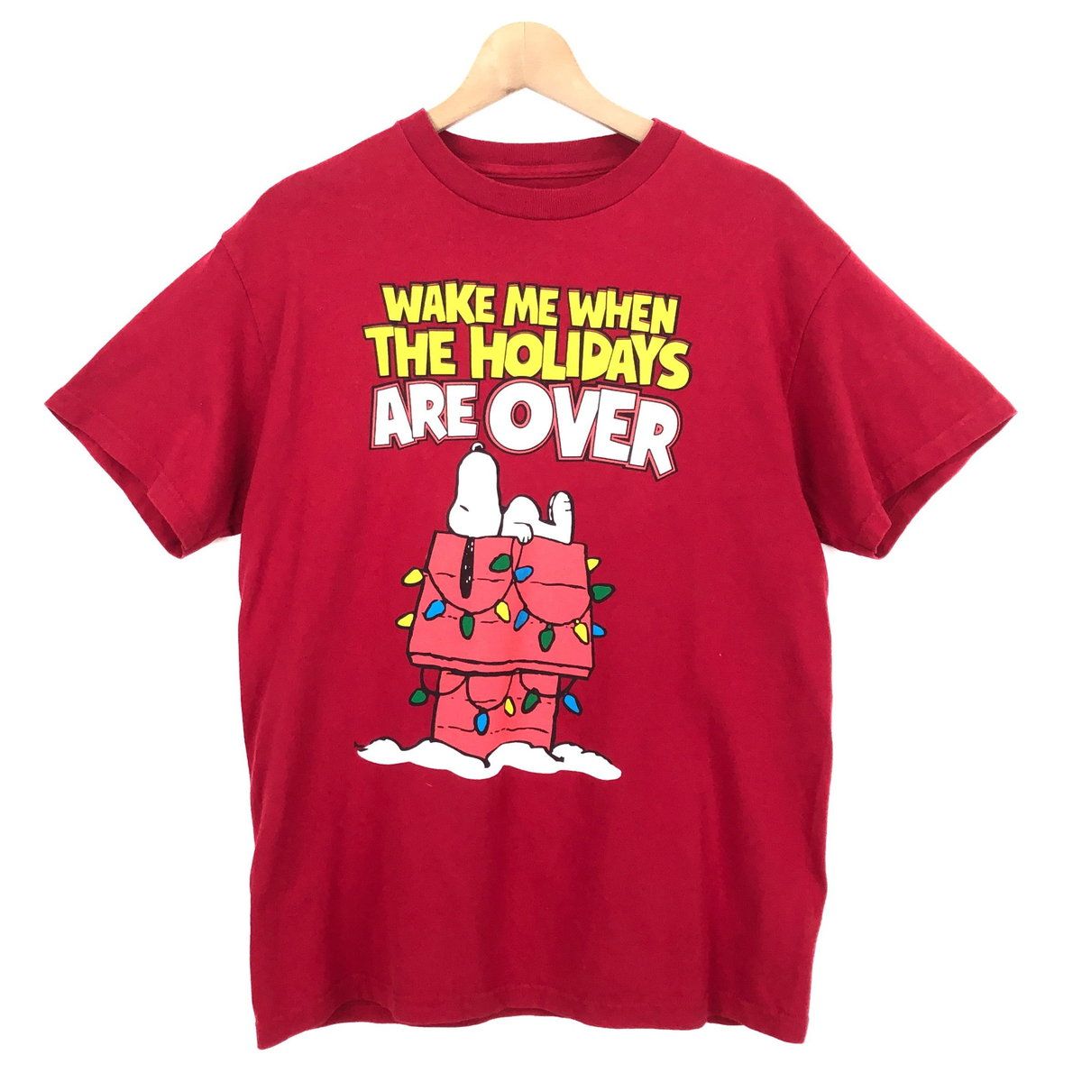 【古着】 PEANUTS Tシャツ プリント スヌーピー レッド系 メンズM 【中古】 n037604