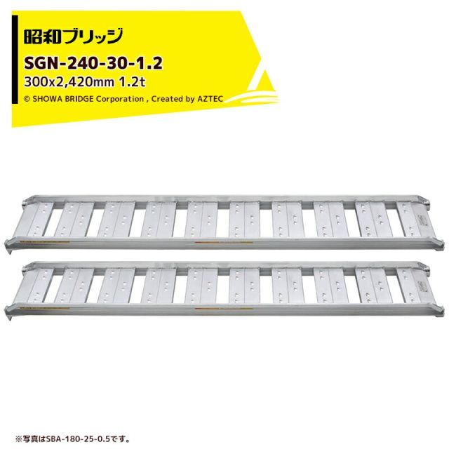 昭和ブリッジ アルミブリッジ SBA型 1.2t|2本セット 有効幅300x全長2 420 小型 中型 農業機械用 ゴムシュー ホイール用 SBA-240-30-1.2
