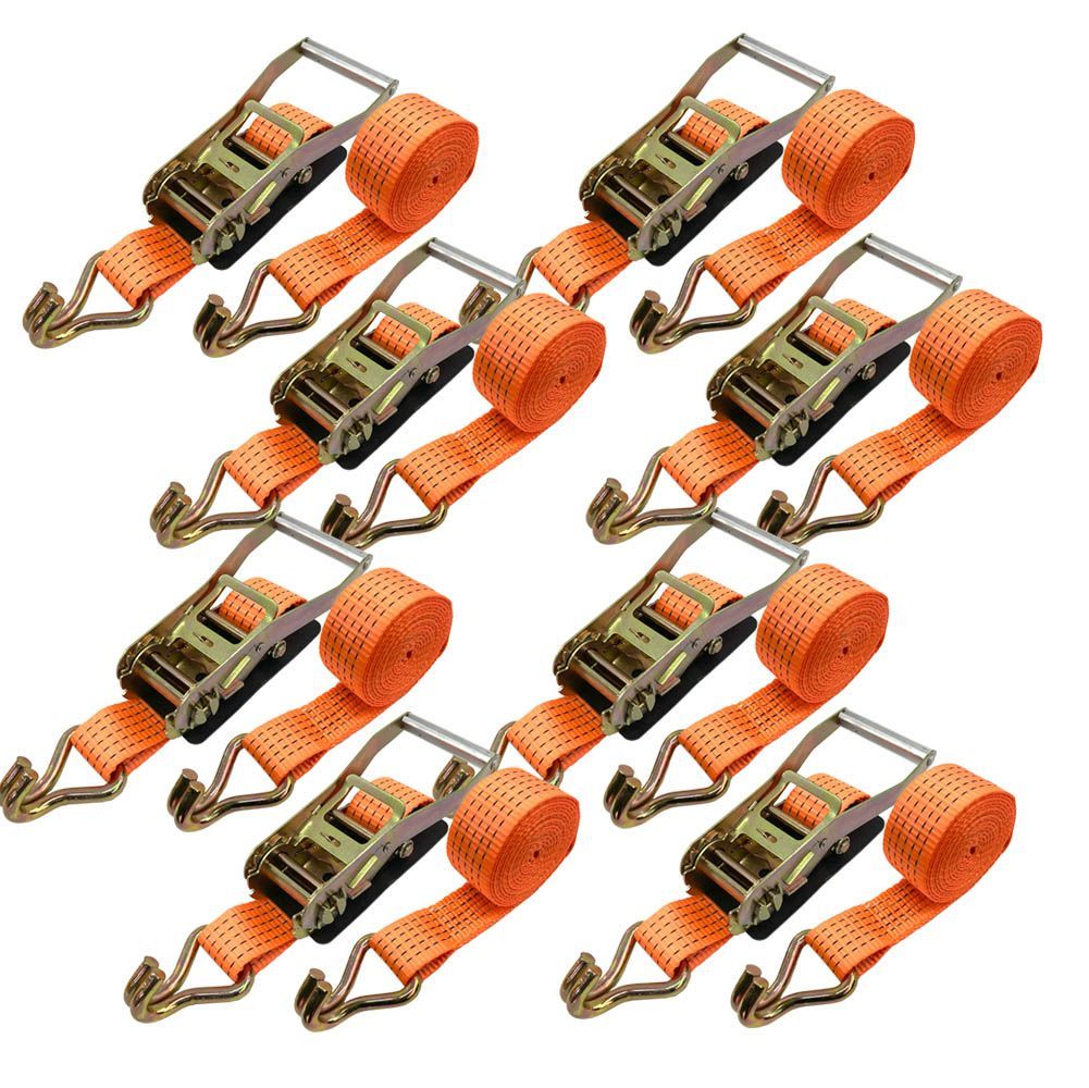 ラッシングベルト フック トラック 幅 50mm ラチェットベルト ラチェット式 固定側0.4m 巻側3m 荷重2000kg タイダウンベルト 8本set 保証