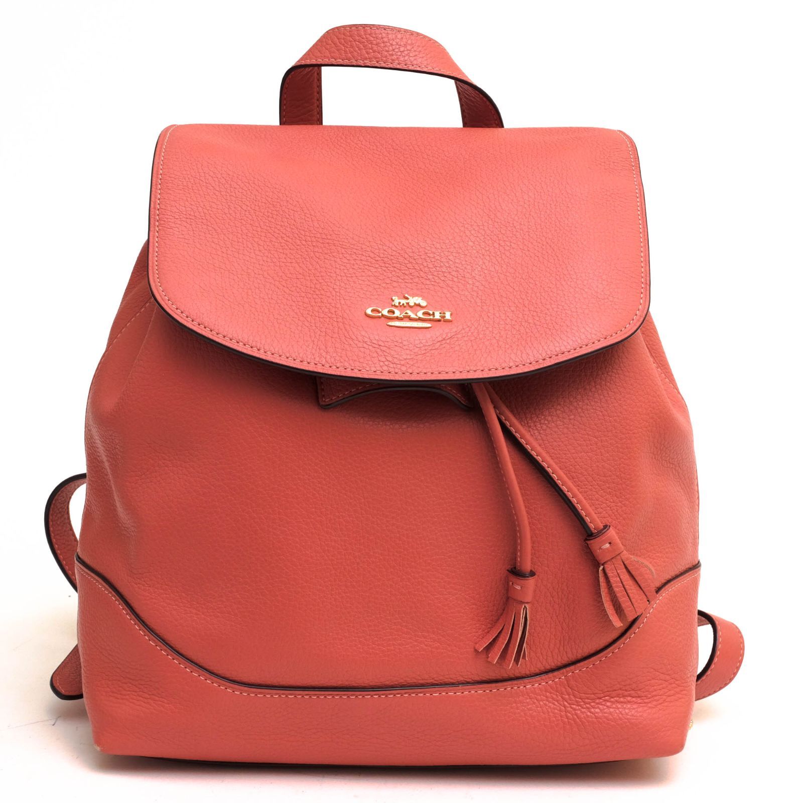 コーチ／COACH リュック バッグ バックパック レディース 女性 女性用レザー 革 本革 ピンク F72645 Elle Backpack エル  バックパック フラップ式 巾着型 シボ革 シュリンクレザー