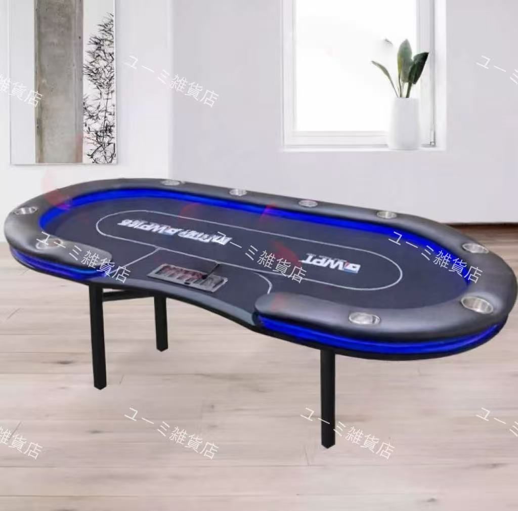 最安*ポーカーテーブル 折りたたみテーブル 折りたたみ脚 チップ 競技用テーブル LEDライト ポーカー テーブル
