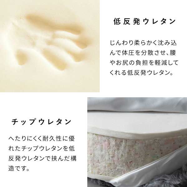 ふわとろマルチクッション（W42×D42×H12cm）四角形／ホワイト　※低反発，チップ，ウレタン，座布団，高密度マイクロファイバー，カバー手洗い可能，シンプル，定番，リーズナブル，高級