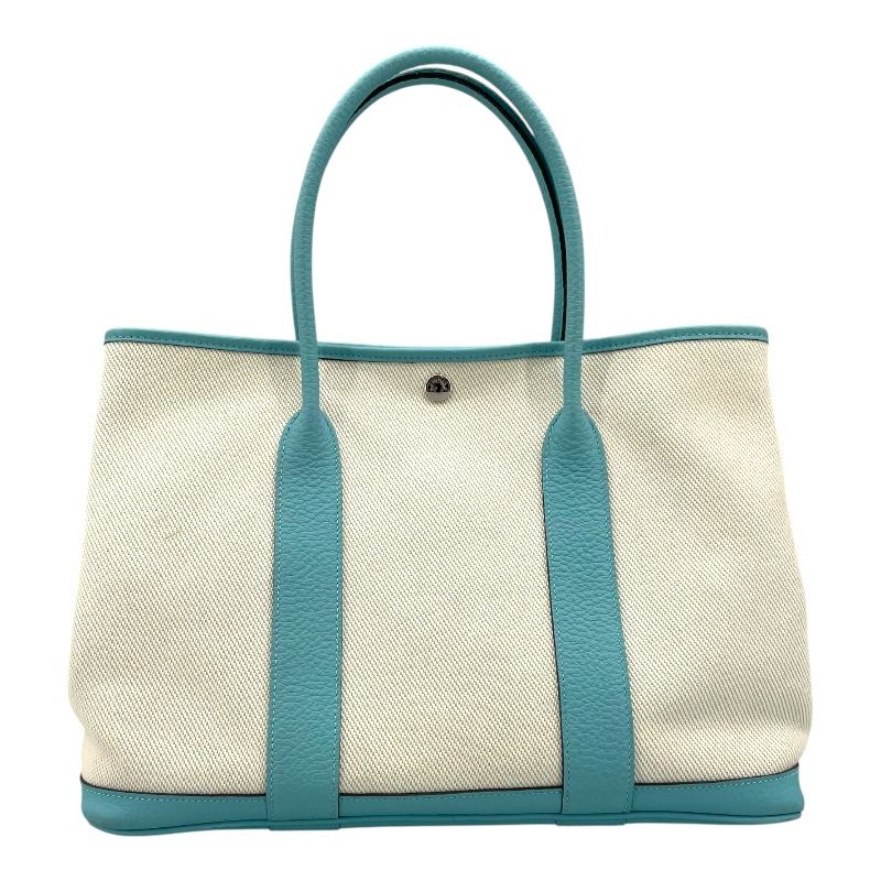 HERMES ダークブルー ベージュ コート 34 エルメス HERMES ガーデンパーティPM X刻 アイボリー/ブルー SV
