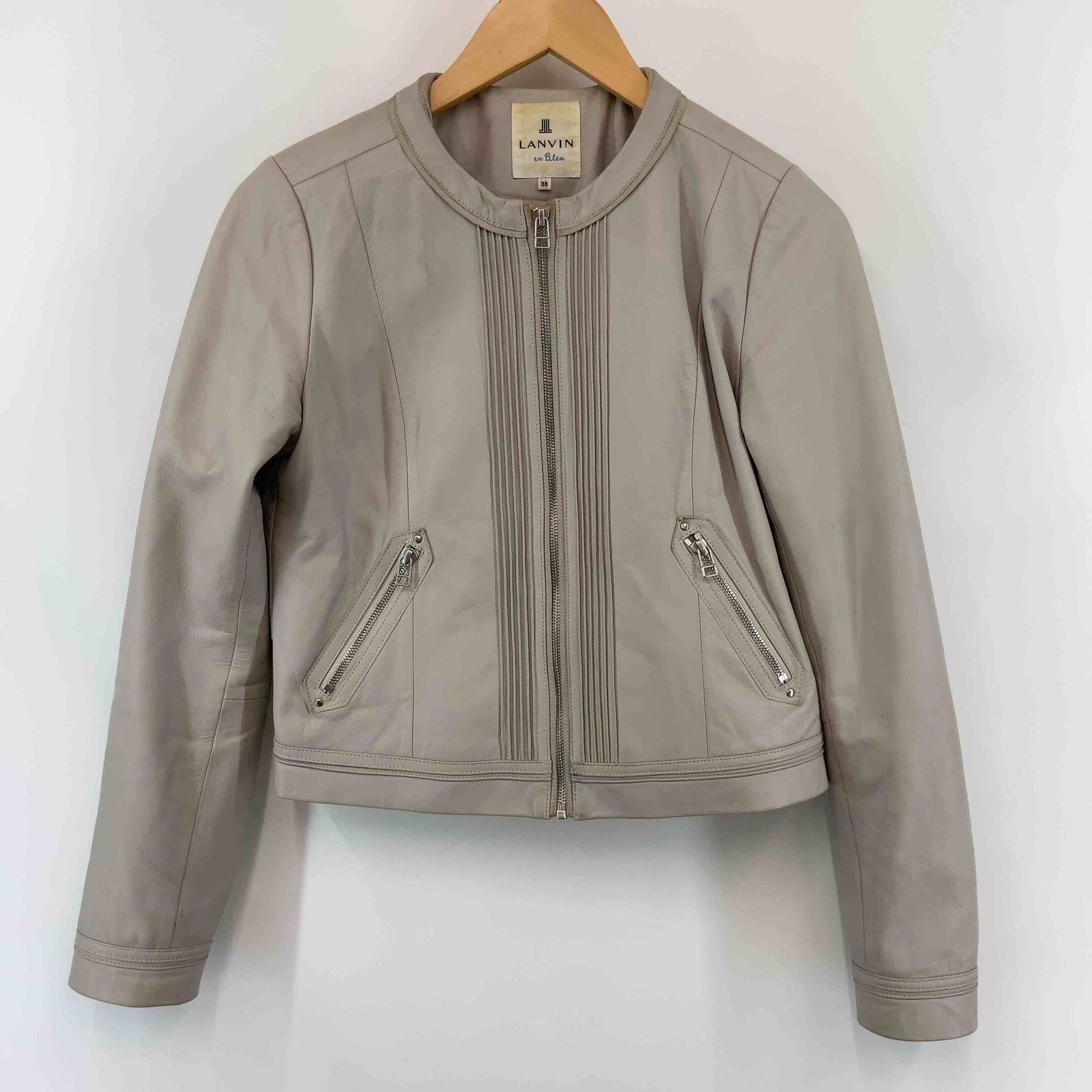 LANVIN en bleu】ランバンオンブルー ノーカラーレザージャケット