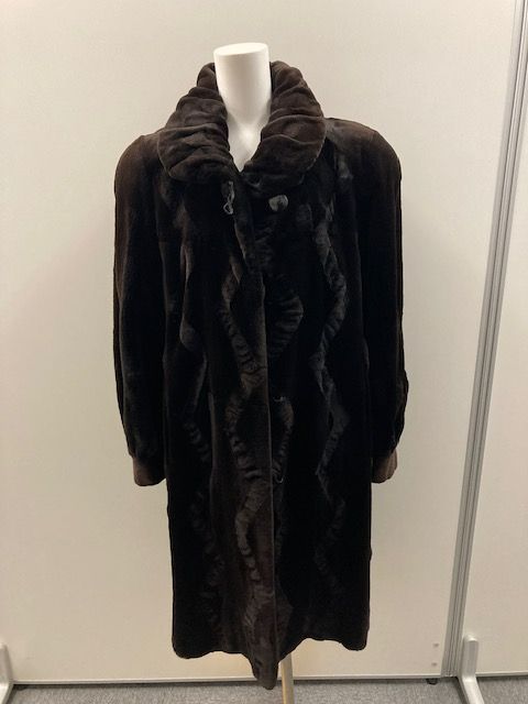 高級新品ゴージャスFOX襟袖ミンク毛皮トリムシェアード黒ブラックジャケットコート