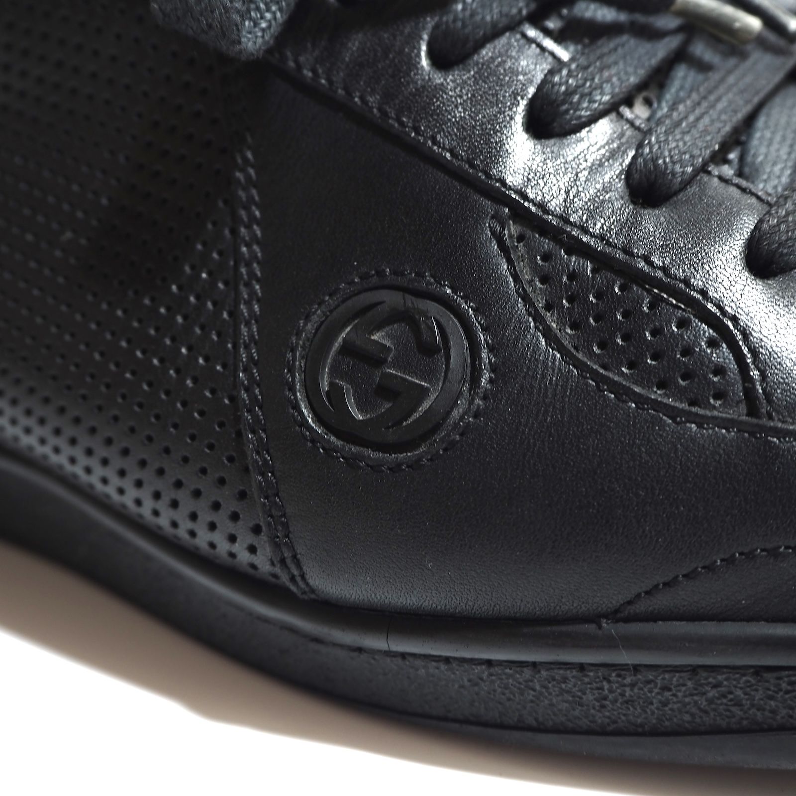 【美品】グッチ スニーカー インターロッキング シェリーライン レザー メンズ グッチ GUCCI シェリーライン インターロッキング ハイカット