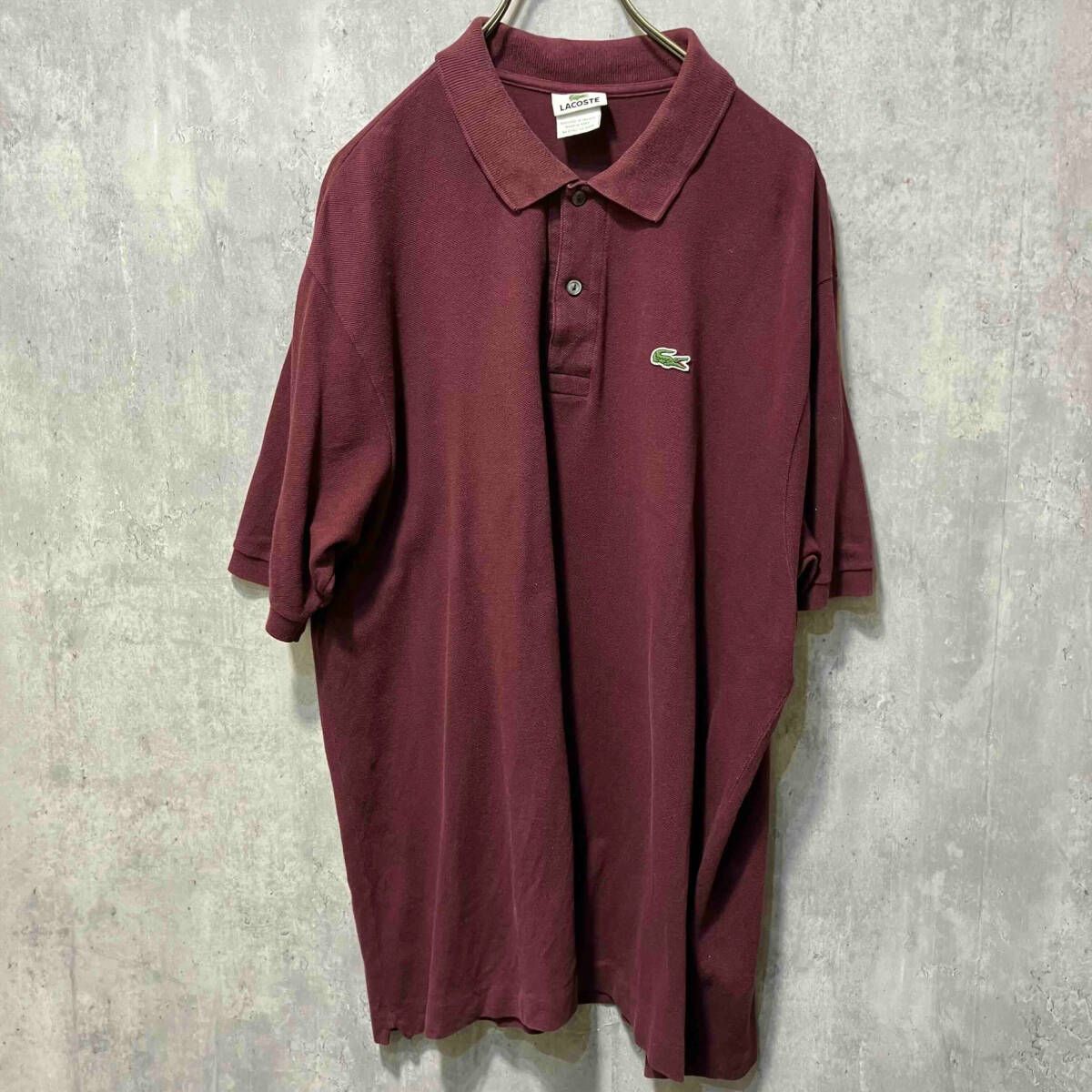 LACOSTE 鹿の子ポロ/バーガンディ 半袖ポロシャツ サイズ7 ラコステ 
