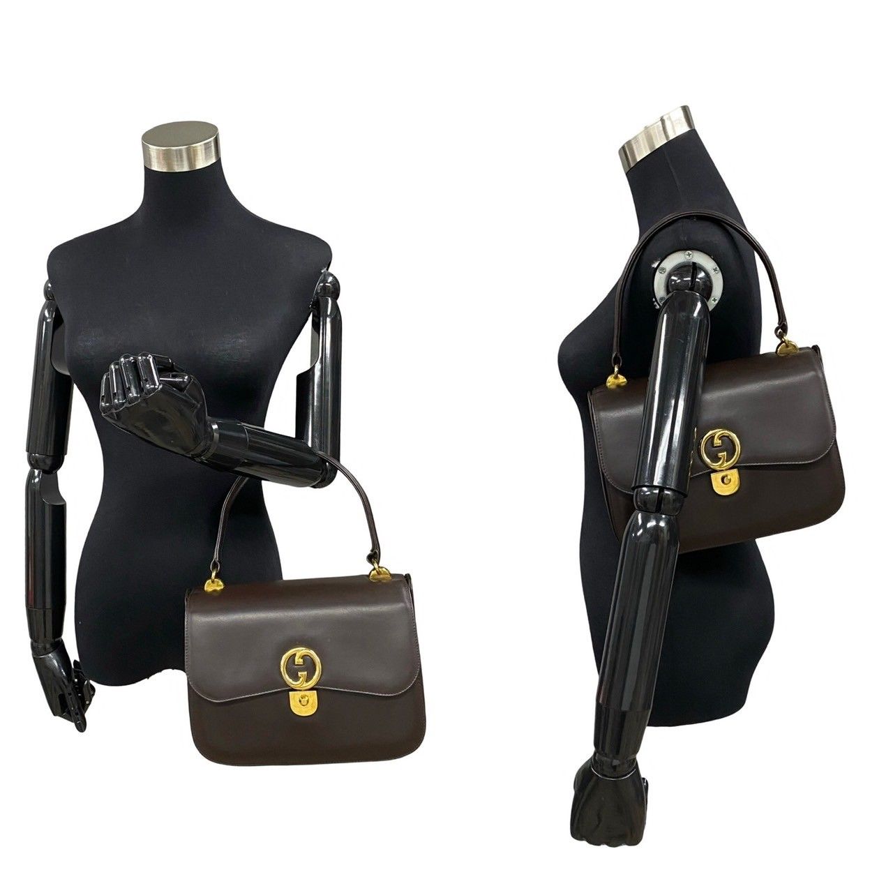 極 美品 GUCCI グッチ オールドグッチ ビンテージ GG ロゴ 金具 カーフ