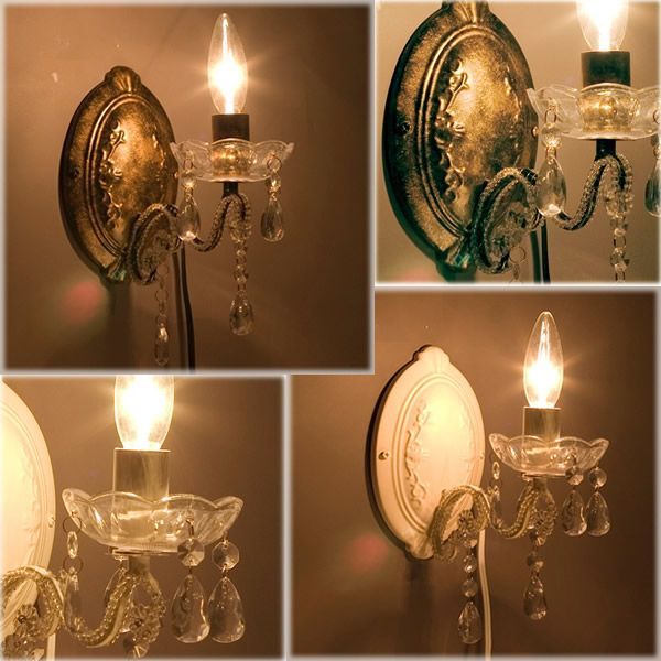 2個組 アンティーク調ブラケット シャンデリア ワン ウォール ジュエル 電球付き メタル 2703